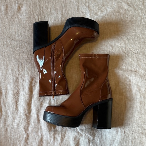 Madden Girl Shoes - Madden Girl Patent Brown Platform Boots